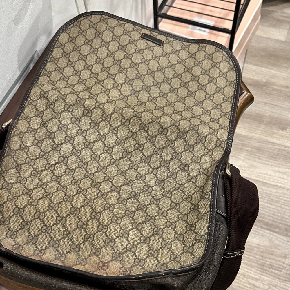Gucci Beige and Brown Monogram Messenger Bag
